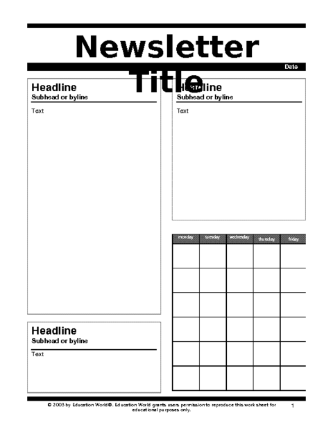 Blank Newspaper Template For Kids Free