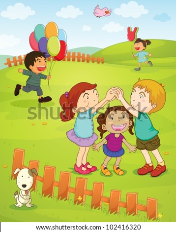 Cartoon Pictures Of Children Playing Outside