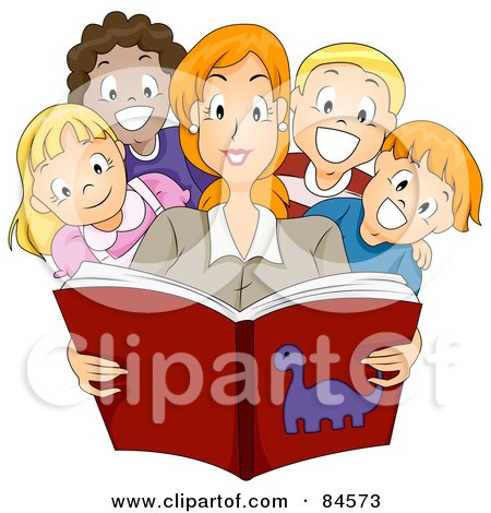 Children Reading Books Clip Art