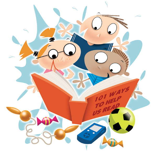 Children Reading Books Clipart