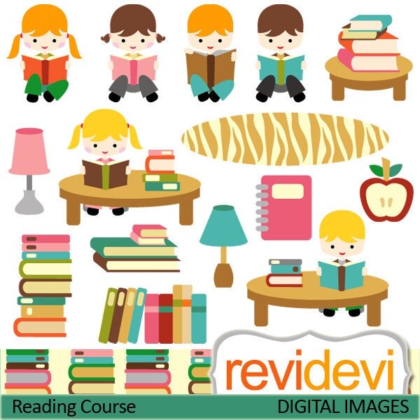 Children Reading Books Clipart