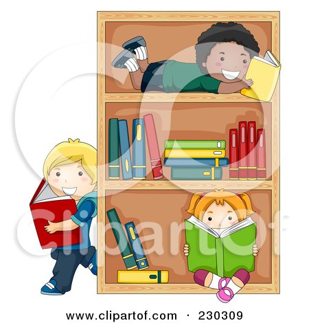 Children Reading Books Clipart