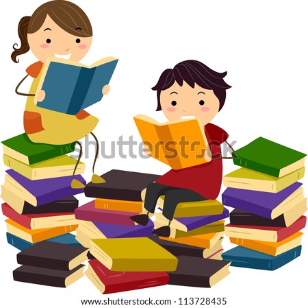 Children Reading Books Clipart