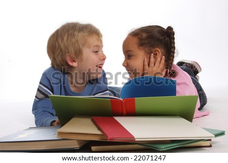 Children Reading Books Together