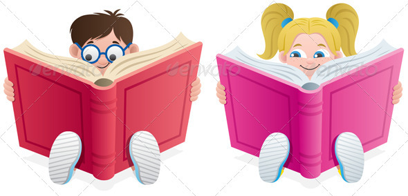 Children Reading Cartoon Pictures