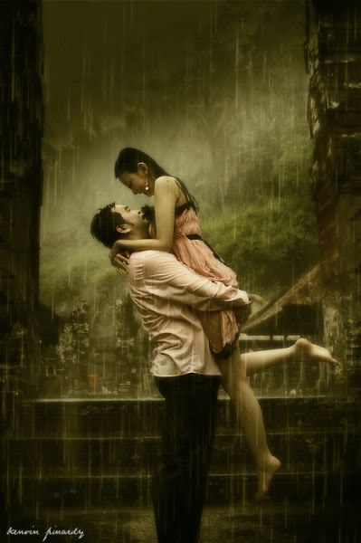 Couples Hugging In Rain