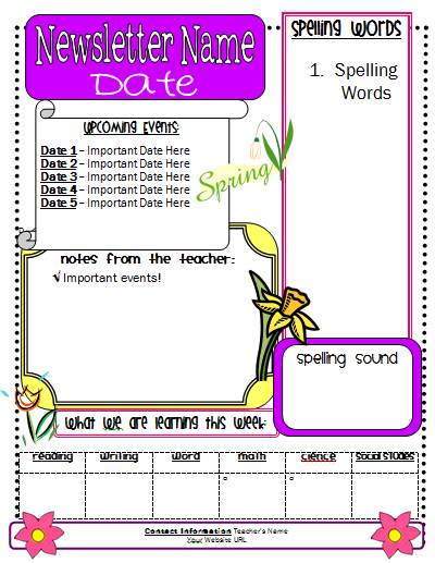 Elementary School Newsletter Templates Free