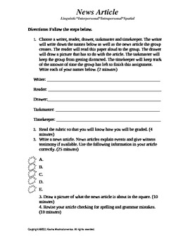 Newspaper Article Template For Students