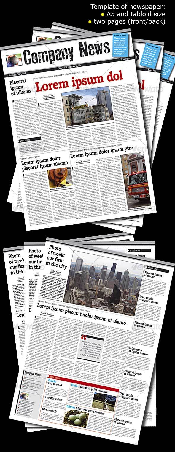 Newspaper Front Page Template Indesign