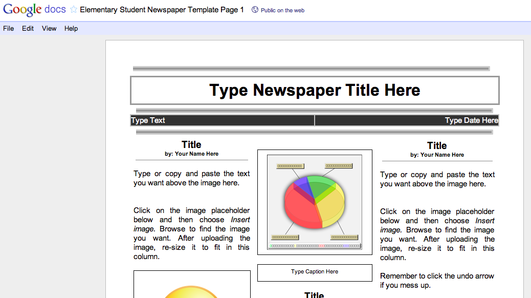 Newspaper Template For Kids Word