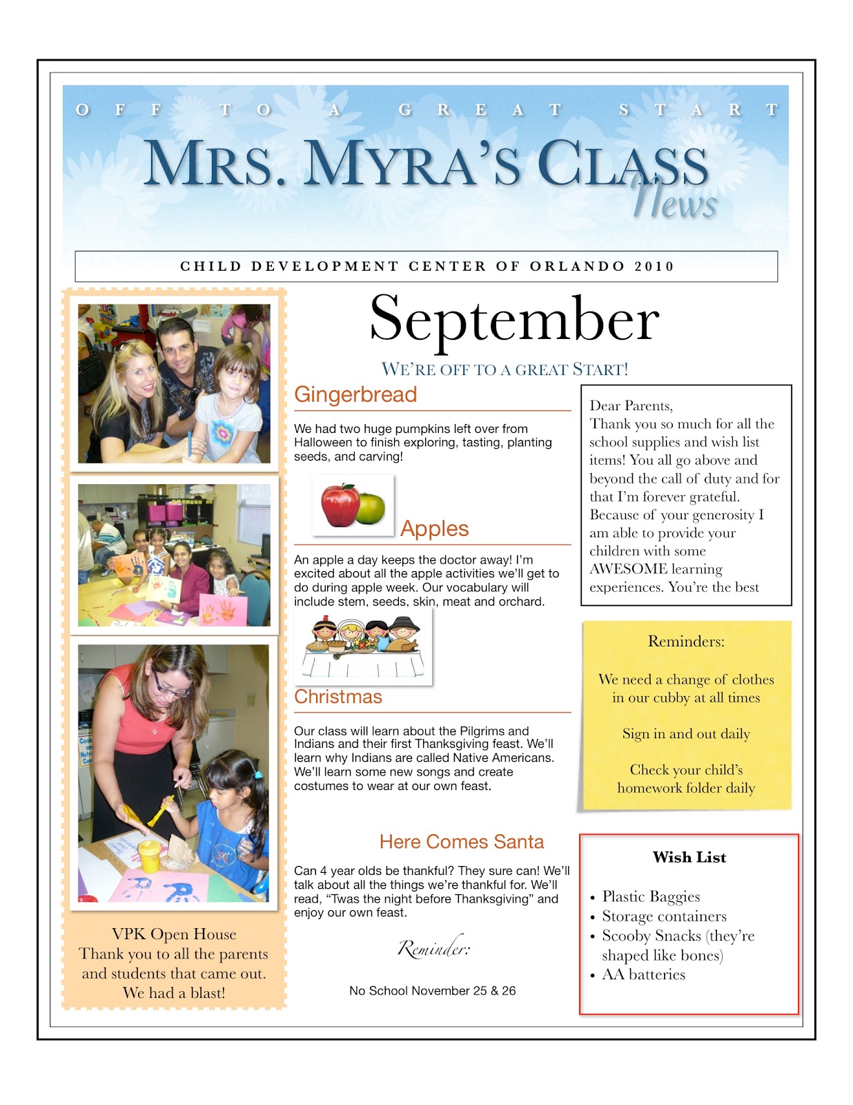 Preschool Newsletter Ideas Fall