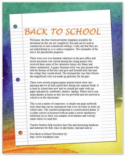 School Newsletter Templates For Word